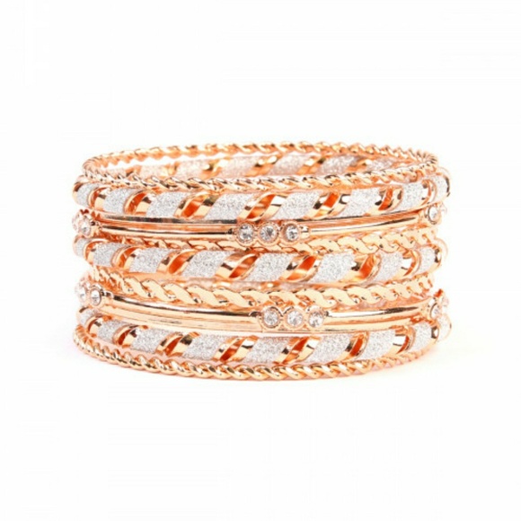 ROSE GOLD MULTI LAYER BANGLE BRACELET - Picture 3 of 7